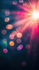 Poster - Illuminate your space with bright lens flare and bokeh effects on a dark background
