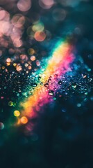 Poster - Experience the playful energy of bright rainbow bokeh on a dark background