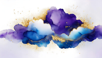Poster -  Simple and minimalistic design featuring a white background, watercolor clouds with blue vi_1(672)