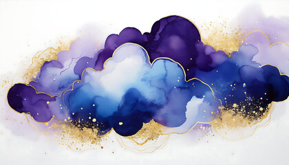 Poster -  Simple and minimalistic design featuring a white background, watercolor clouds with blue vi_1(671)