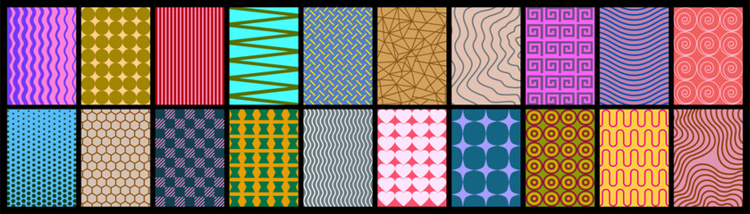 Aufkleber - Simple patterns collection, repeating geometric patterns, colorful backgrounds for banner, cover, card, wallpaper, decoration, poster, brochure, leaflet