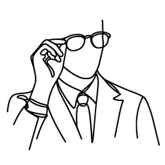 Aufkleber - Minimalist line art businessman with glasses in suit