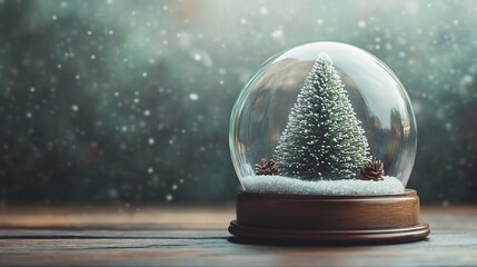 Wall Mural - Snow globe with tree in the snow	