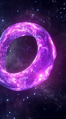 Wall Mural - a purple, glowing ring floats in space, surrounded by a field of stars
