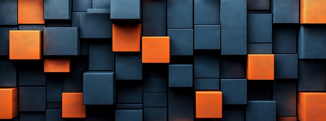Poster - geometric shapes. Composition with squares. Cube design. Modern