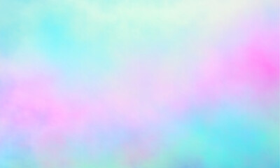 Aufkleber - Colorful watercolor background of abstract sunset sky with puffy clouds in pastel rainbow colors of pink blue yellow orange and