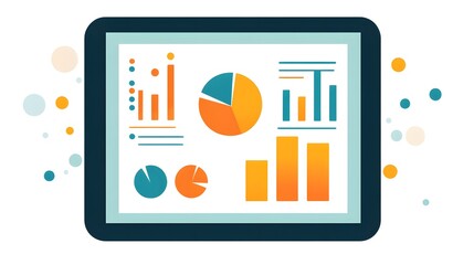 Fototapete - Digital tablet displaying colorful data visualizations and analytics.