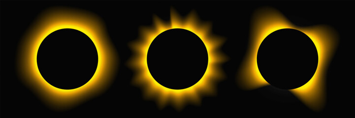 Poster - set of yellow circle illuminate light frames