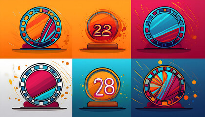 Poster -  Animated film banners in bright colors are set on October 28 with a minimalist design for v_1(324)