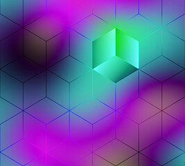 Aufkleber - Abstract cubes pattern vector blurred background