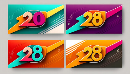 Poster -  Animated film banners in bright colors are set on October 28 with a minimalist design for v_1(323)