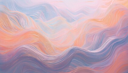 Wall Mural - Abstract digital art with soft, flowing lines in pink, orange, and blue tones.