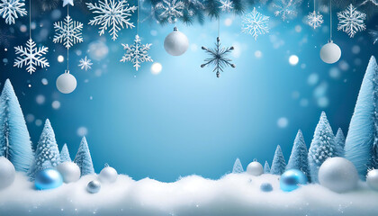 Aufkleber -  A vertical banner features a light blue background with snowflakes, empty copy space, and a_1(284)