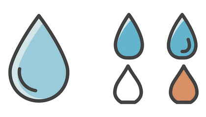 Aufkleber -  A vector water drop icon set with filled and outline options on a white background for vari_1(283)
