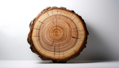 Poster -  A tree trunk with a textured wood grain pattern features a stylized ring structure represen_1(267)