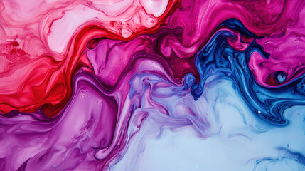 Poster - Vibrant abstract digital art featuring swirling colors of red, pink, and blue, creating dynamic and fluid composition that evokes emotion and creativity