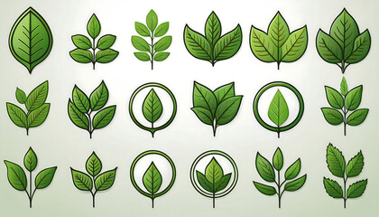 Aufkleber -  A set of leaf icons on a white background with elements for natural eco and vegan labels in_1(199)