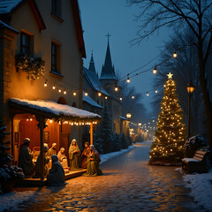 Poster - christmas tree at night