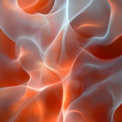 Poster - An abstract illustration featuring smooth, flowing curves in vibrant shades of orange and white, creating a dynamic and ethereal visual experience.
