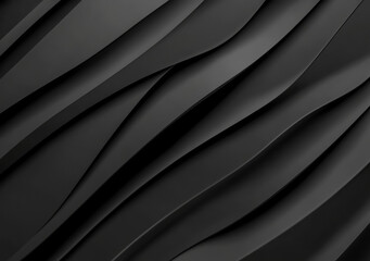 Fototapete - Abstract black background with smooth, flowing, layered waves, creating a sense of depth and texture.