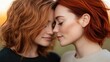 © svastix - Two women with vibrant red hair share a quiet moment, reflecting close friendship and warmth, captured in a soft-focus, artistic photographic style outdoors.