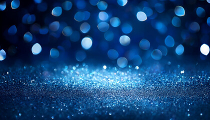 Aufkleber -  A dark blue background featuring sparkling glitter and bokeh lights creates an abstract dar_1(38)