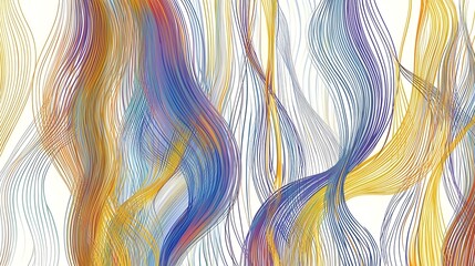 Poster - An abstract design featuring flowing lines in shades of blue, orange, and yellow, creating a dynamic and vibrant visual effect perfect for modern art and decor.