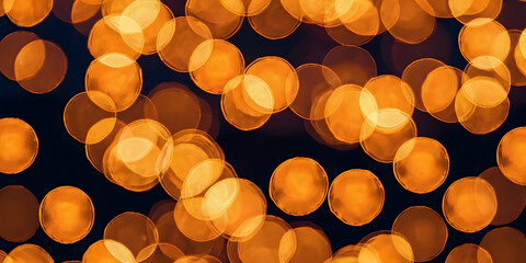 Poster - golden bokeh: a mesmerizing abstract pattern of warm, golden bokeh circles against a dark backdrop, 