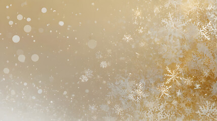 Poster - Golden Winter Snowflakes: A delicate and abstract background image featuring a soft, warm gold background, with intricate snowflakes softly falling, creating a serene and magical winter scene.