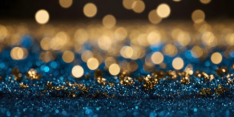 Poster - Golden and Blue Glitter Sparkle Background 