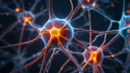 Poster - Neural Network: Intricate network of neurons, firing with vibrant energy, representing the complex and fascinating world of the human brain.