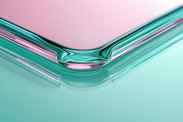 Poster - Close-up of modern glass corner with pastel reflections
