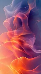 Poster - An abstract composition showcasing ethereal waves of orange and purple hues gracefully intertwining, creating a sense of fluidity and tranquility in a mesmerizing display.