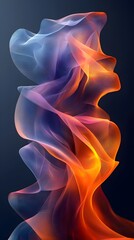 Poster - An abstract composition of flowing waves in vibrant shades of orange, purple, and blue, creating a mesmerizing visual effect that evokes fluidity and motion.