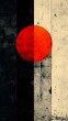 © AIGC JOE - An abstract design featuring a prominent red circle against a textured background of black and beige stripes, creating a striking visual contrast and modern aesthetic.