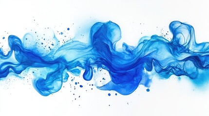 Poster - Blue watercolor flow on a white background