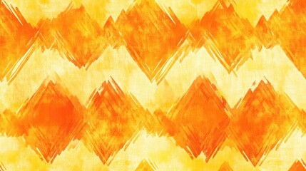 Poster - bleached tie dye pattern zigzag ikat design seamless geometric ethnic art in yellow and orange shibo
