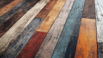 Poster - 3D rendering of combined old wooden floorboards