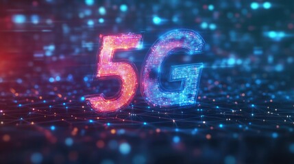 Poster - High speed mobile technology featuring 5G or 6G with a futuristic wireless data network background Abstract tech lighting effects symbolize innovation and the future of data and connectivity