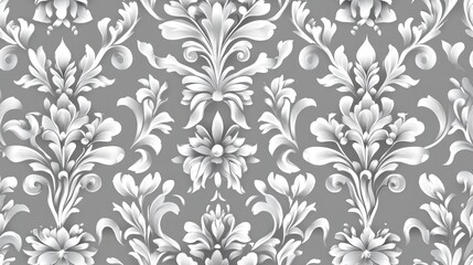  Gray floral seamless pattern in two colors Design suitable for printing on fabric textiles paper wrappers and for scrapbooking Traditional tile ornament in an ethnic style