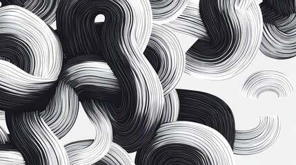 Poster - Abstract line art illustration featuring a simple black and white gradient pattern with bracket motifs