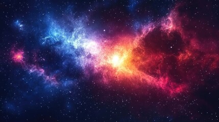 Poster - Colorful space galaxy cloud nebula in a 3D cartoon rendering Stary night cosmos Universe science astronomy Supernova background wallpaper