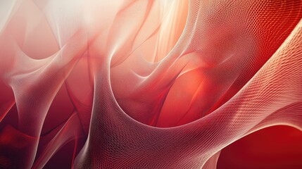 Fototapete - Red and brown abstract fantasy lines woven into a gradient background creating a dynamic and visually striking composition