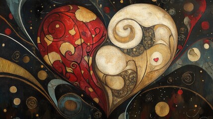 Poster - Heart crafted from enchanting lines and whimsical patterns