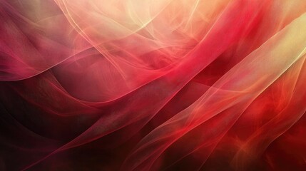 Fototapete - Red and brown abstract fantasy lines woven into a gradient background creating a dynamic and visually striking composition
