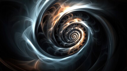 Poster - Abstract digital fractal spiral artwork on a dark background