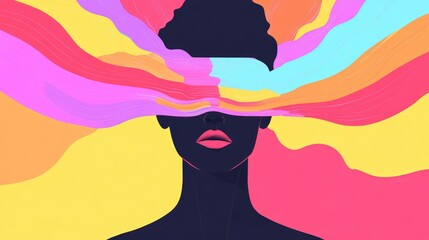 Poster - Endless Media Flood Streaming Sound And Light Abstract Video Technology Background Banner Censorship Cultural Neutralization Takeover Head Cutout