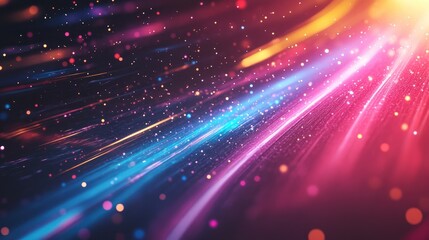 Fototapete - Futuristic light streaks create an abstract background simulating warp or hyperspace motion with star trails Dynamic particle light lines evoke a sense of expanding movement and exploding stars