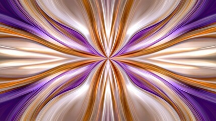 Poster - Stunning abstract zoom motion artwork featuring symmetrical colorful swooshes in shades of purple beige white gold brown and orange creating a captivating reflective movement effect backdrop