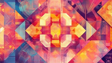 Fototapete - Geometric abstract pattern with intricate details and vibrant colors showcasing seamless fractal design